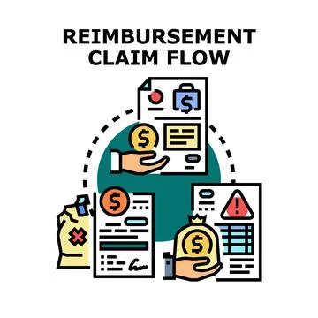 Reimbursement claim process flow management concept Stock Illustration