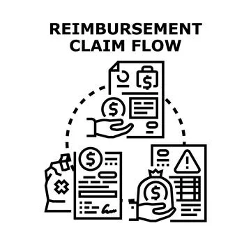 Reimbursement claim process flow management concept Stock Illustration