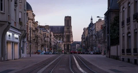 Reims city center time-lapse video in April, France Stock Footage 88552756