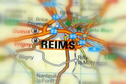 Reims on a map Stock Photos