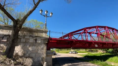 Reina Sofia metal bridge in Talavera de la Reina, Spain Stock Footage 306287693