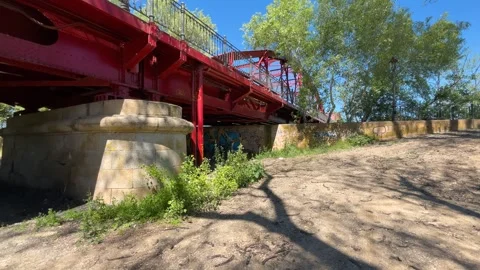 Reina Sofia metal bridge in Talavera de la Reina, Spain Stock Footage 306436385