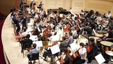 Reina Sofía School Orchestra makes its debut in US, Nueva York, ES - 14 Nov 2025 Video stock 321125523