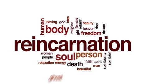 Reincarnation animated word cloud, text design animation. Stock Footage