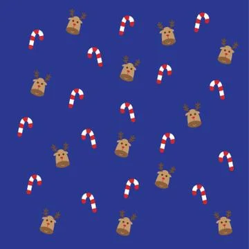 Reindeer And Candy Cane Pattern Stock Illustration