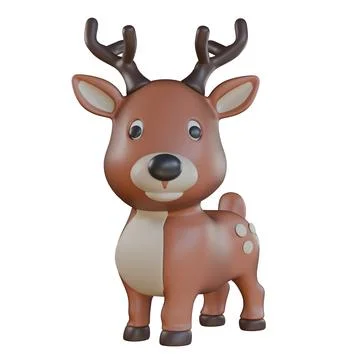 Reindeer cartoon character looking in camera 3D Illustrazione stock