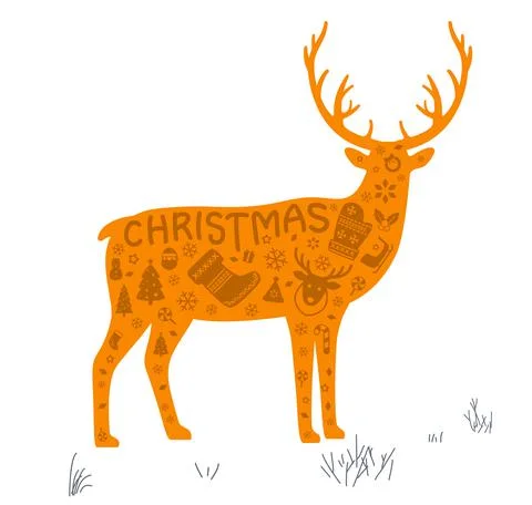 Reindeer, Christmas icon set, vector Stock Illustration