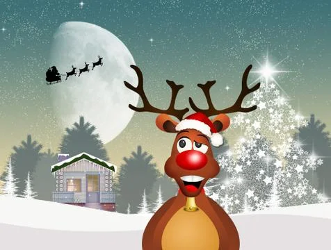 Reindeer at Christmas Stock Illustration