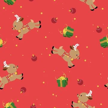 Reindeer christmas seamless pattern Stock Illustration