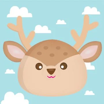 Reindeer Face On Cloud Background Stock Illustration