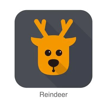 Reindeer face flat icon design, vector Stock Illustration