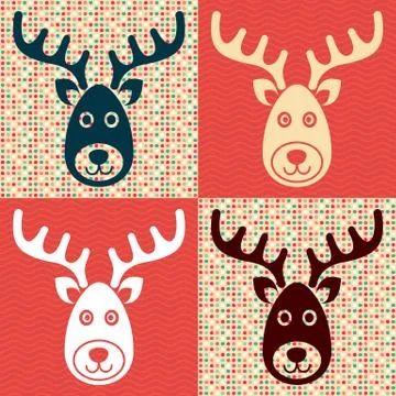 Reindeer faces 스톡 일러스트