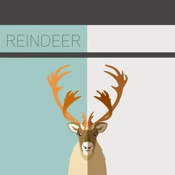 Reindeer flat postcard Stock Illustration