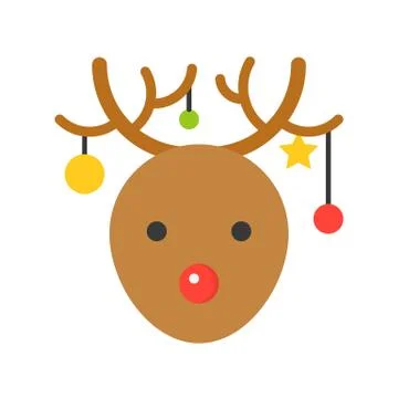 Reindeer head icon in flat design for use as material in christmas theme Stock Illustration