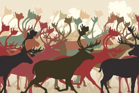 Reindeer herd Illustrazione stock