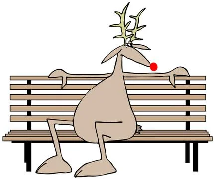 Reindeer on a park bench Stock Illustration