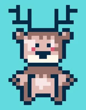 Reindeer pixel art Illustrazione stock