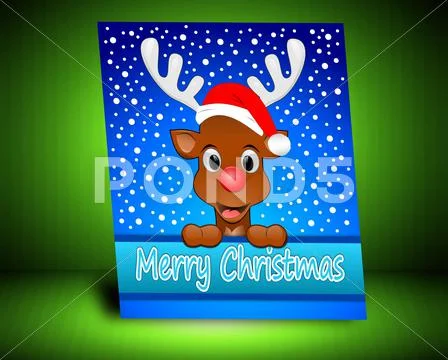 Reindeer with santa hat wishing Merry Christmas Stock Photos