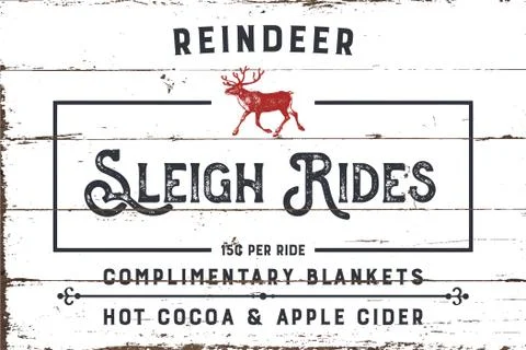 Reindeer Sleigh Rides Sign with Shiplap Design Stock Illustration