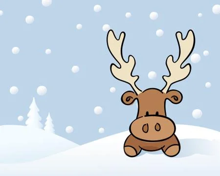 Reindeer in the snow Stock Illustration