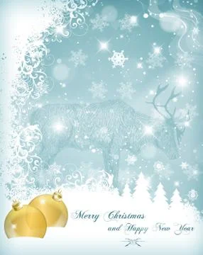 Reindeer with snowflakes Stock Illustration