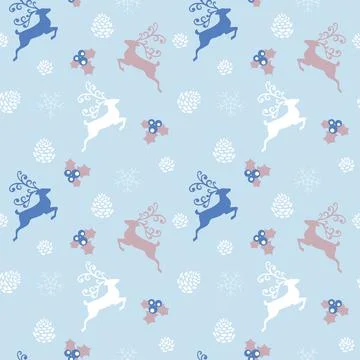 Reindeer vector seamless pattern design Stock Illustration
