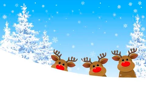 Reindeer in the winter forest Stock Illustration