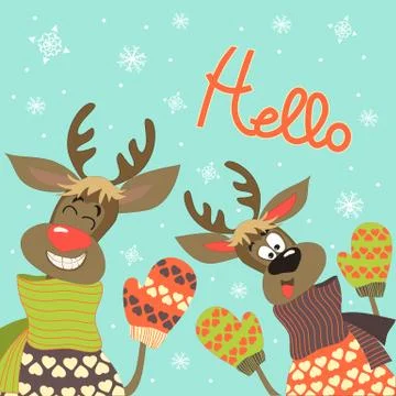 Reindeers say hello Stock Illustration