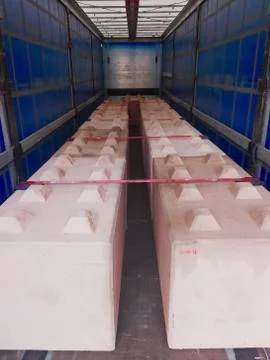 Reinforced concrete cubes to protect, for example, Christmas markets from car at Stock Photos