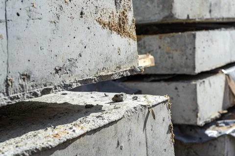 Reinforced concrete slabs angular close-up view Stock Photos