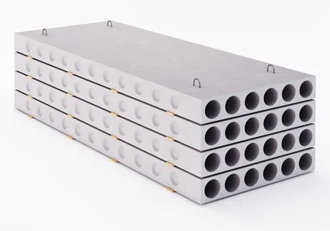 Reinforced concrete slabs laid in a stack. 3D rendering Stock Illustration
