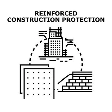 Reinforced construction protection developing building safety system Stock Illustration