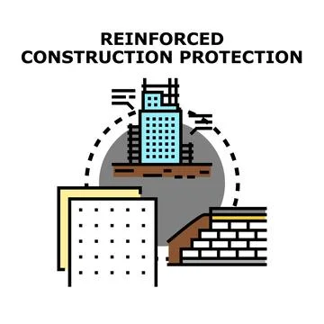 Reinforced construction protection developing building safety system Illustrazione stock