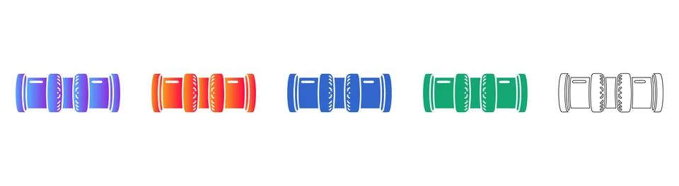 Reinforced Coupling Pipe Vector Icon Set Stock Illustration