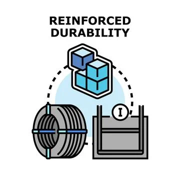 Reinforced durability concept with construction material elements Stock Illustration