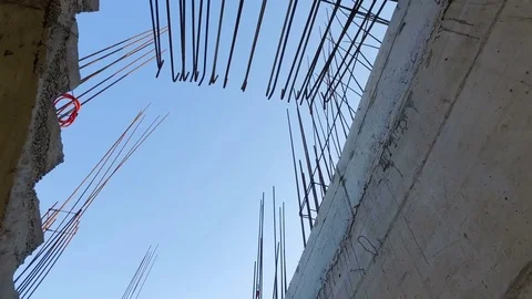Reinforced iron rack mount on construction site Stock Footage 70501134