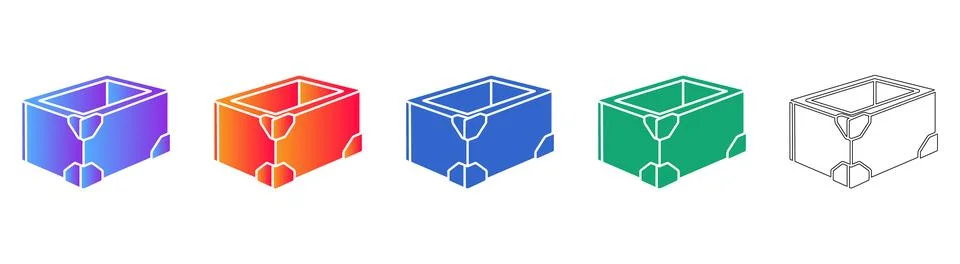Reinforced Isometric Crate Vector Icon Set Ilustração Stock