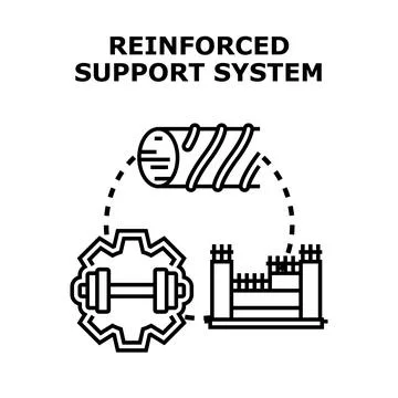 Reinforced support system vector line art concept Stock Illustration