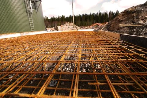 Reinforcement bars on construction site Stock Photos