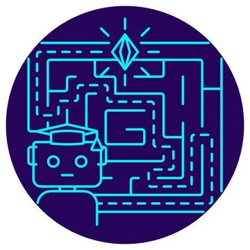 Reinforcement Learning AI icon. Vector thin line illustration Stock Illustration