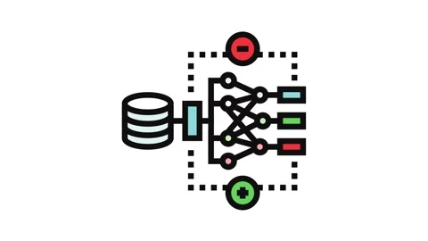 Reinforcement learning machine color icon animation Stock Footage 326108007