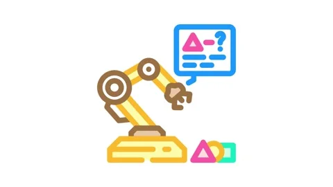 Reinforcement machine learning color icon animation Stock Footage 327259858