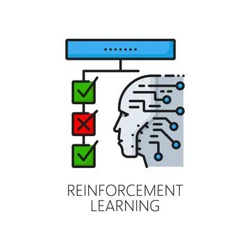 Reinforcement machine learning color line icon イラスト素材