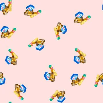 Reinforcement machine learning isometric icon seamless pattern Stock Illustration