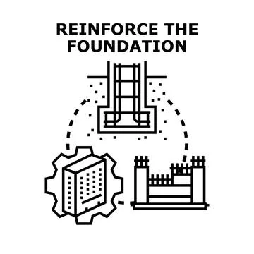 Reinforcing foundation construction process building development concept Stock Illustration