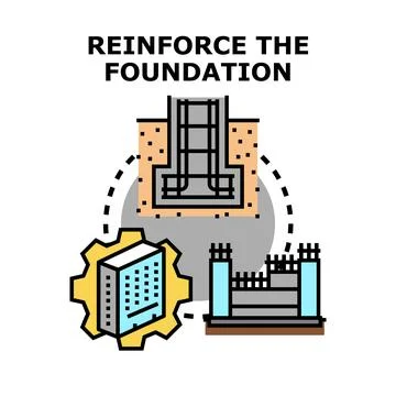 Reinforcing foundation construction process building development concept Stock Illustration
