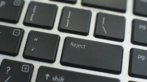 Reject button on computer keyboard, female hand fingers press key Stock Footage 97827702