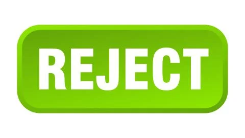 Reject button. reject square 3d push button 스톡 일러스트