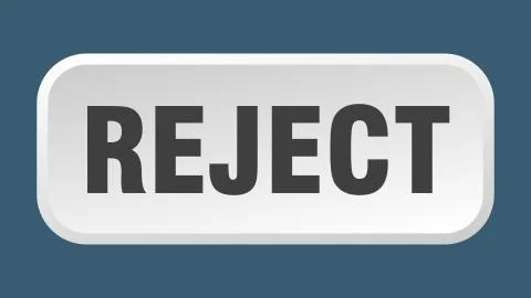 Reject button. reject square 3d push button 스톡 일러스트