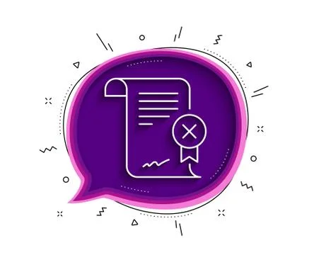 Reject certificate line icon. Decline document sign. Vector イラスト素材